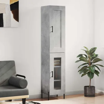 Image de vidaXL Highboard gris béton 34,5x34x180 cm Bois composite