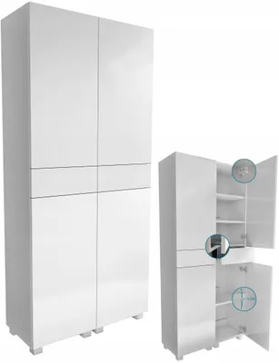 Zdjęcie produktu dla słupek łazienkowy wiszący stojący biały mat + biały mat 80cm (2x40)