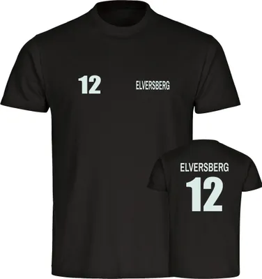 Produktbild von multifanshop Herren T-Shirt - Elversberg - Trikot Nummer 12, schwarz, Größe 5XL