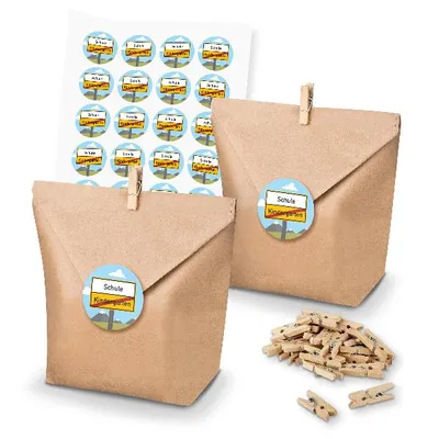 Produktbild von itenga SET 24x Geschenktüten + Klammern + Motivsticker (M169)