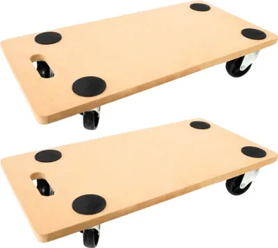Produktbild von Mega Deal 2x Profi Transportroller HERCULES | BxT 30x60 cm | Traglast 200 kg | 4 Gummirollen & Griff | MDF Holzplatte | Rollbrett für Möbel Möbelroller Transporthilfe für Umzug Pflanzen Werkstatt