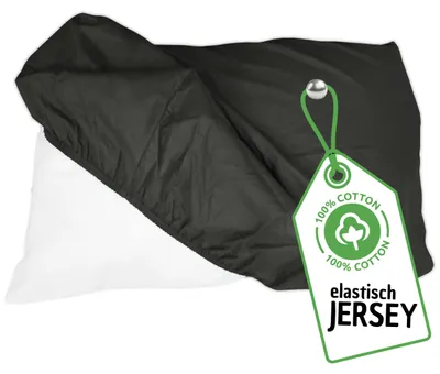 Produktbild von Jersey Spann Kissenbezug 50x50 cm Anthrazit Elastisch – Nackenkissen & Gesundheitskissen Bezug aus 100% Baumwolle mit Rundumgummi - Nackenstützkissen Bezug