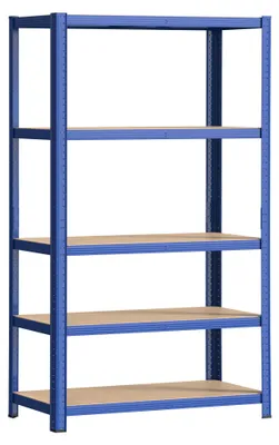 Produktbild von Wiltec Schwerlastregal 120x50x204cm, 200kg/Ebene, Steckregal blau, Lastenregal mit 5 Ablagen, Werkstattregal