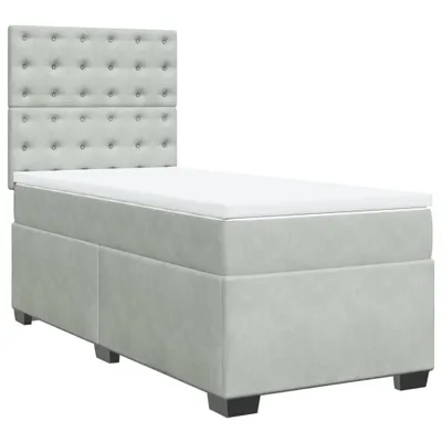Produktbild von vidaXL Boxspringbett mit Matratze Hellgrau 100x200 cm Samt