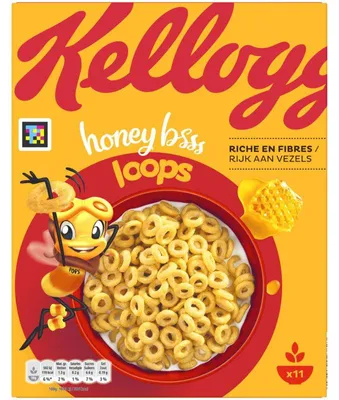 Immagine prodotto di Kellogg's Honey Pops Loops Cereali da colazione 330g – Anelli di miele croccanti