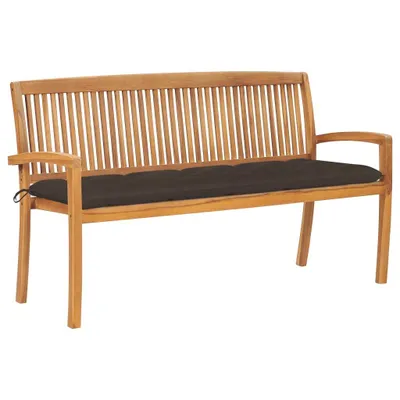 Produktbild von Stapelbare Gartenbank mit Auflage 159 cm Massivholz Teak