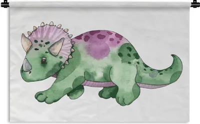 Produktbild von MuchoWow® Wandteppich Wandbehang Dinosaurier - Kinderzimmer - Grün - Jungen - Mädchen - Kinder 60x40 cm Tapisserie Dekoration Wandtuch - Wanddekorationen