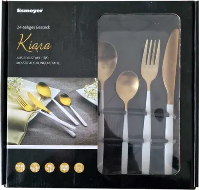Produktbild von Esmeyer Besteck Set Kiara Edelstahl 24 tlg. Weiß Gold 6 Personen