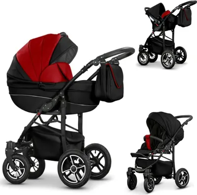 Produktbild von Kinderwagen-Set Craft Eco 4 in 1 in Schwarz-Rot - 16 Teile - in 16 Farben erhältlich