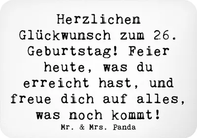 Produktbild von Mr. & Mrs. Panda Kühlschrankmagnet Spruch 26. Geburtstag - Weiß - Geschenk, 26 Jahre, Alter, feiern, Meilenstein, büromagnet, Happy Birthday, magnet, Geburtstagsdeko