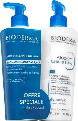 Image de Bioderma Atoderm Nourishing Ultra-Nourishing Moisturising Cream 2 x 500 ml