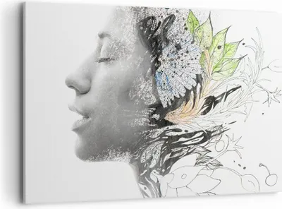 Produktbild von Bild auf Leinwand - Leinwandbild - Frau Abstraktion - 100x70cm - Wand Bild - Wanddeko - Wandbilder - Leinwanddruck - Bilder - Kunstdruck - Wanddekoration - Leinwand bilder - Wandkunst - AA100x70-3964