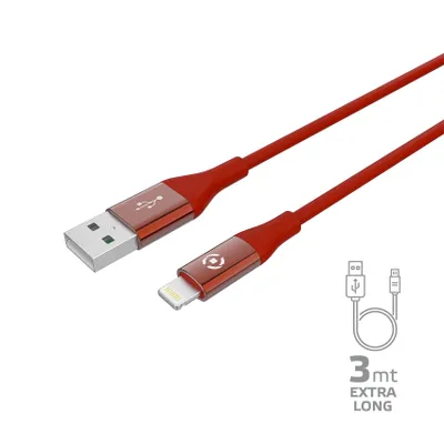 Image de Celly USBLIGHTCOL3MRD Câble Lightning 3 m Rouge