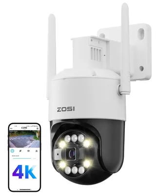 Produktbild von ZOSI 4K Wi-Fi 6 Überwachungskamera Außen mit 360° Pan & Tilt, 2,4 GHz WLAN Kamera mit KI Menschen-/Fahrzeug-/Haustiererkennung, Farbnachtsicht, C296B
