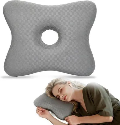 Zdjęcie produktu dla Poduszka do spania na boku, 40 x 33 cm - kształt donuta - ergonomiczny kształt U - zmniejsza ból uszu