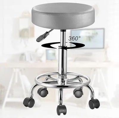 Produktbild von Famanu Rollhocker - verstellbarer Arbeitssalon mit drehbarem Sitz und Fußstütze