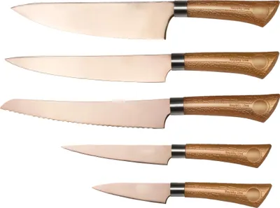 Produktbild von Hochwertiges Messerset 5 tlg.Titan Küchenmesser Kochmesser Rosa