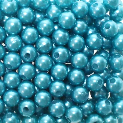 Produktbild von 250 Kunstperlen 8mm Perlen Wachsperlen Dekoperlen Bastelperlen Loch Kunstperlen, Farbe:türkis