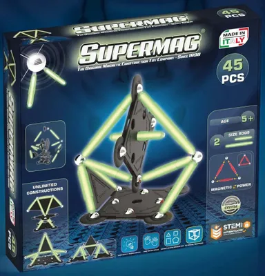 Obrázok produktu pre Magnetická hračka Supermag Glow 45 SM0666 Svieti v tme