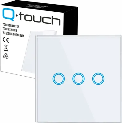 Produktbild von Glas Touch Lichtschalter Wandschalter 3-Fach Schalter LED weiß