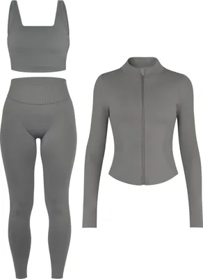Produktbild von Circle Five Scrunch Shape Trainings-Set (Push-Up Leggings, Zipper Shaping Jacke und Medium Support Sport-BH)