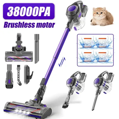 Zdjęcie produktu dla Odkurzacz do stali, moc ssania 38000 Pa, czas pracy na baterii 50 minut, system filtrów HEPA 5-w-1, z szczotką zapobiegającą splątywaniu