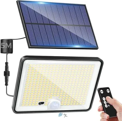 Produktbild von Lotmos Solar Lights Outdoor -Verwendung Bewegungssensor, 342 LED -Licht, IP65 wasserdicht 3 Modi Spotlight Fernbedienung, Lampengarten, Garage, Kälte