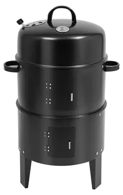 Produktbild von 3-in-1 BBQ Smoker Grill - Holzkohlegrill Räucherofen - 2 Ebenen - Ø40 cm - Eisen - Abnehmbar - Integriertes Thermometer - Schwarz