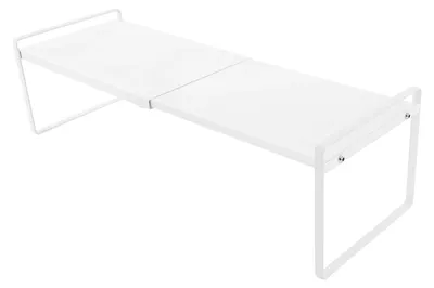 Produktbild von Ausziehbares Regal für Küchenschrank - Metalleinlegeboden - Verstellbar 34–63 cm - 22×18 cm - Tragkraft 10 kg - Weiß