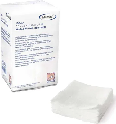 Produktbild von MaiMed MK Mullkompressen, unsteril, 12-fach 7,5x7,5cm 100St