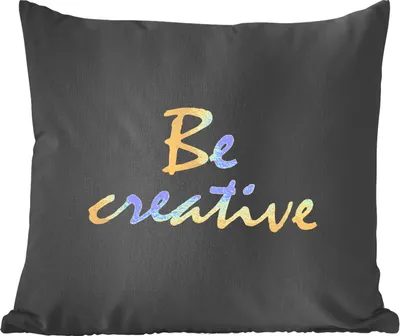 Produktbild von MuchoWow® Zierkissen Sofakissen Wohnzimmer Dekokissen 40x40 cm Zitate - Kreativ - Gold - Foto Kissen - Schlafzimmer Dekoration