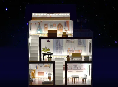 Produktbild von Hölzernes Puppenhaus im Boho-Stil Led Za4131