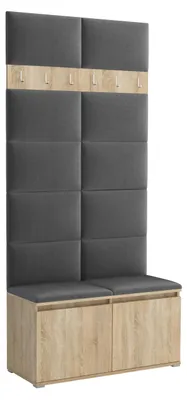 Produktbild von Garderobe LUTON 1 – Farbe SONOMA 15, moderner Schrank 40x100x213 cm, funktionale Lösung für den Flur, Garderobeschrank, Flurmöbel
