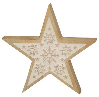 Produktbild von Deko Stern Weihnachtsdeko Fensterbank Holz weiß 20,5 cm