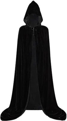 Zdjęcie produktu dla JustValue Czarny płaszcz z kapturem – 170 cm – poliester – uni  – Halloween