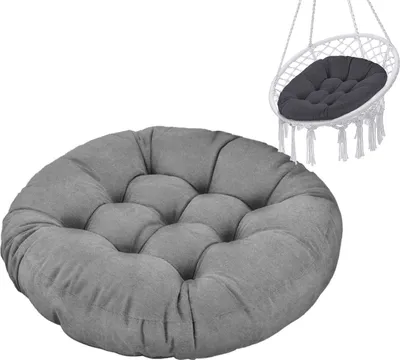 Produktbild von Hängesessel Kissen, Polster Bodenkissen für Schwenksessel, Auflage für Baumwoll Hängeschaukel, Papasansessel, Hängekorb, Hängestuhl, Durchmesser 90 cm, Farbe: Leinen [114]