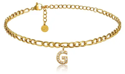 Produktbild von GD GOOD.designs Fußkettchen Gold mit Buchstaben G wasserfest mit 18K Vergoldung I Fussbändchen für Damen verstellbar aus Edelstahl (Buchstabe G) - Valentinstag - Geschenk für Sie