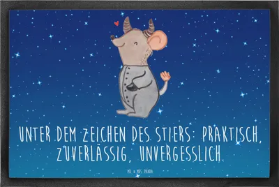 Produktbild von Mr. & Mrs. Panda fußmatte Stier Astrologie 40 x 60 cm - Sternenhimmel Blau - Geschenk, Sternzeichen, Tierkreiszeichen, Bodenvorleger, Schmutzfangmatte, bodenmatte