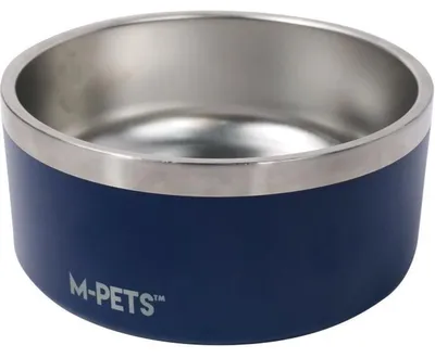 Image de Gamelle pour chien MPETS ESKIMO métal acier inoxydable bleu antidérapant 2 L