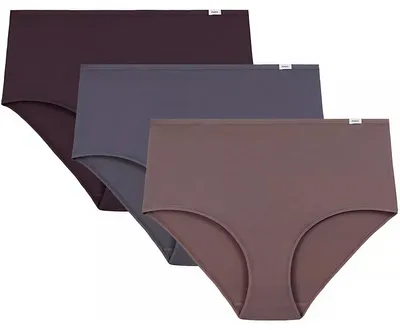 Productafbeelding van Damen slips, model Atlantic, 3-pack, bruin/grijs, comfortabel, zachte katoen, maat M