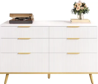 Produktbild von Fortuna Lai Moderner 6-Schubladen-Kommode mit Holzoptik-Füßen für vielseitige Aufbewahrung – Praktischer Stauraum, elegante Leichtigkeit, breites Einsatzspektrum für Wohnzimmer, Schlafzimmer & Flur