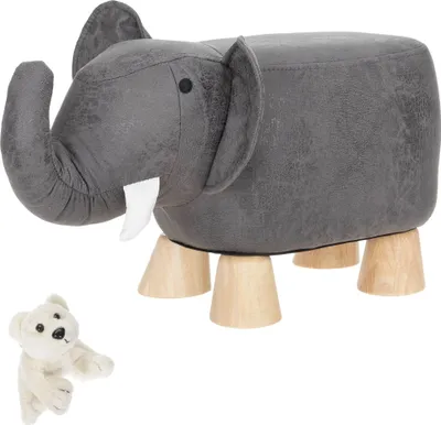 Produktbild von Set Kinder Tierhocker Kinderhocker für Jungen Mädchen ab 2 Jahre Kindermöbel Kinderstuhl Hocker Stockerl für Kinderzimmer 60056 Elefant Manni + Eisbäranhänger