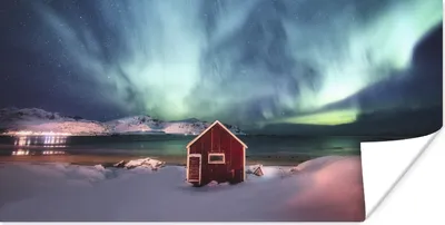 Produktbild von MuchoWow® Poster Nordlichter - Himmel - Nacht 150x75 cm - ohne Rahmen
