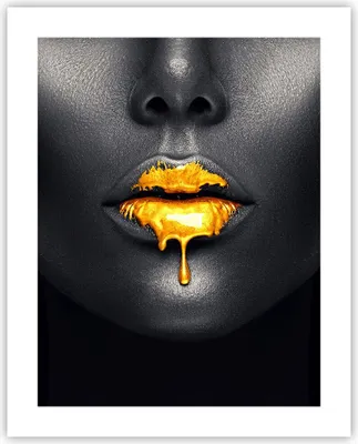 Produktbild von Poster - Poster ohne Rahmen - Gold Mund Schwarz - 40x50 cm - Wand Bild - Wanddeko - Wandbilder - Kunstposter - Wandposter - Bilder - Kunstdruck - Wanddekoration - Wandbild - P2XPA40x50-4460