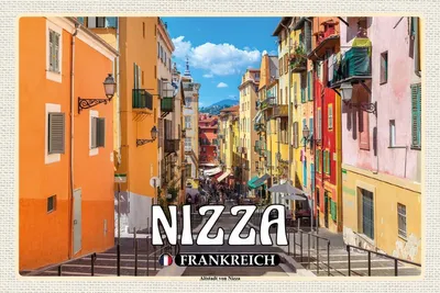 Produktbild von vianmo Holzschild 12x18 cm Nizza Frankreich Altstadt von Nizza