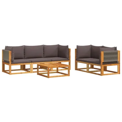 Produktbild von vidaXL 6-tlg. Gartensofa-Set mit Kissen Holz Akazie & Seil