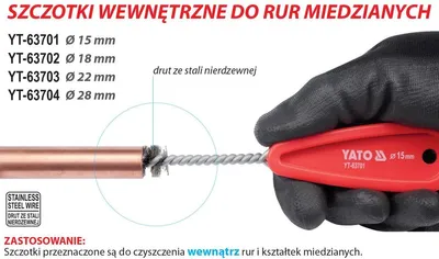 Zdjęcie produktu dla Szczotka wewnętrzna do rur miedzianych 28 mm