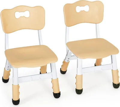 Immagine prodotto di Set di sedie per bambini - Confezione da 2 - Altezza regolabile 53-57 cm - Impilabile - Antiscivolo - Lavabile - Portata 100 kg - Giallo