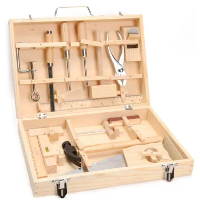 Produktbild von Holz Werkzeugkasten Spielzeug 16-teilig für Kinder Technik