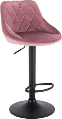 Obrázek produktu pro Barová židle - Růžový samet - Ergonomická - Výškově nastavitelná - S opěradlem - Výška 60-82 cm